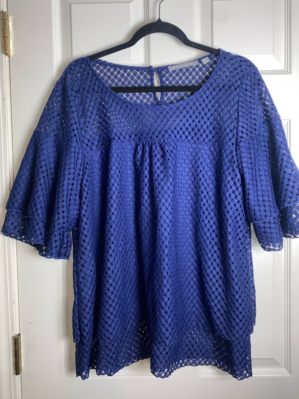 Valerie Stevens Blue‎ Crochet Eyelet Tunic